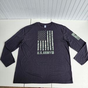U.S. Army Black Long Sleeve Tee with Olive Graphic Flag